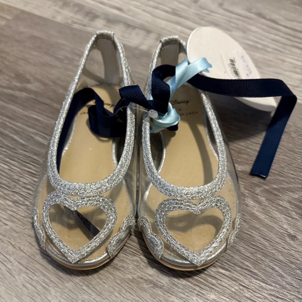 Janie and Jack Silver Glitter Heart Toddler Dress Shoes